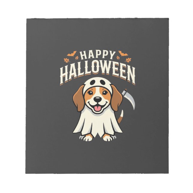 Bloc-note Joyeux Halloween Beagle Chien Design_1 (Devant)