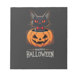 Bloc-note Joyeux Halloween Chat Noir Design de citrouille_1