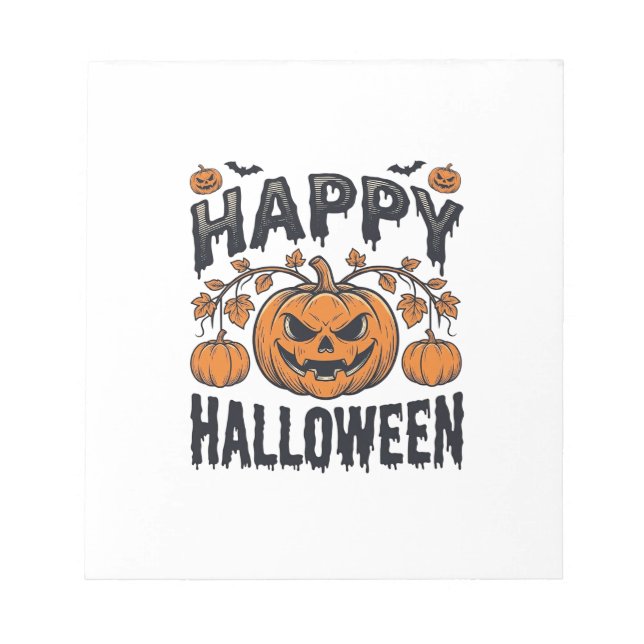 Bloc-note Joyeux Halloween Citrouille Design de Gravure Vint (Devant)