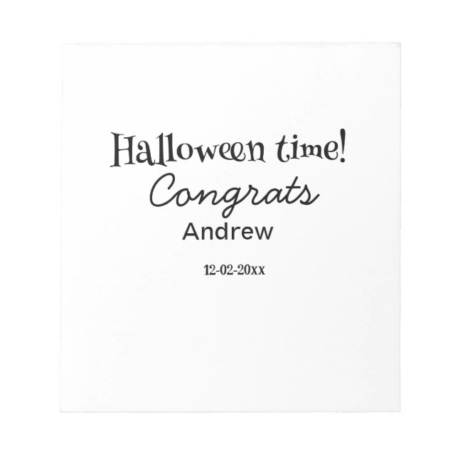 Bloc-note Joyeux Halloween félicitations ajoutez nom date an (Devant)