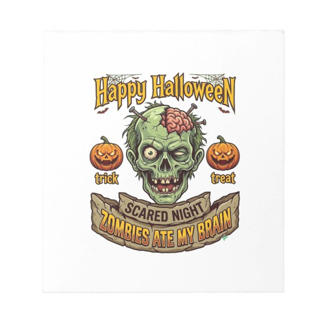 Bloc-note Joyeux Halloween Les Zombies Ont Mangé La Tête De  (Devant)