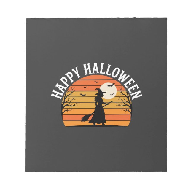 Bloc-note Joyeux Halloween Sorcière Coucher de soleil Design (Devant)