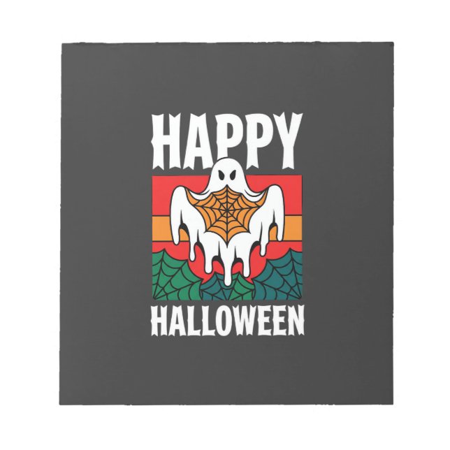 Bloc-note Joyeux Halloween Toile Araignée Fantôme Rétro (Devant)