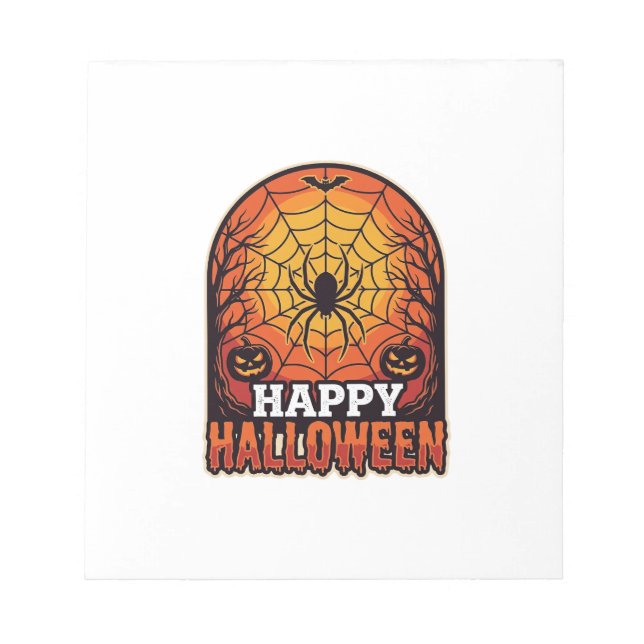 Bloc-note Joyeux Halloween Toile d'araignée Gravure Vintage  (Devant)