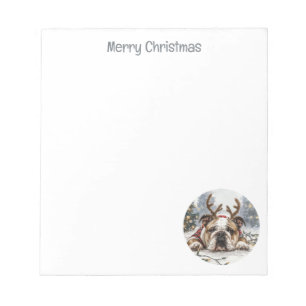Bloc-note Joyeux Noël anglais Bulldog Reindeer