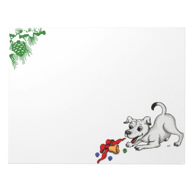 Bloc-note Joyeux Noël ! Chiot avec Bell et Ball (Devant)