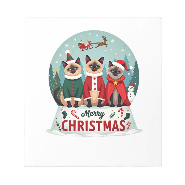 Bloc-note Joyeux Noël Trois Santa Elf Renne Siamois C (Devant)