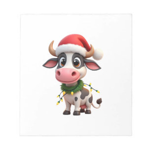 Bloc-note Joyeux Noël Vache Père Noël Lumières de Noël Vache