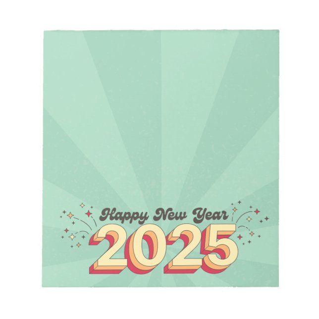 Bloc-note Joyeux Nouvel An 2025 vacances rétro fun texte (Devant)