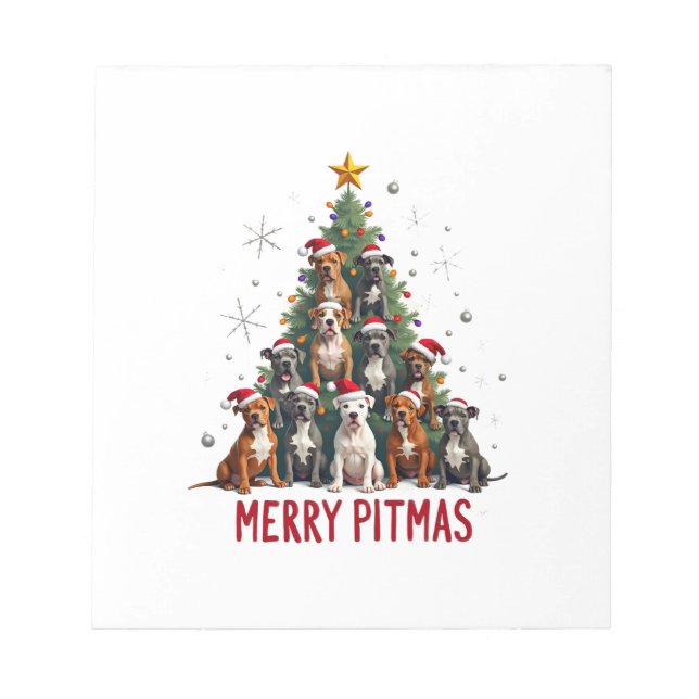 Bloc-note Joyeux Pitmas Pitbull Chien Pull de Noël Moche Tr (Devant)