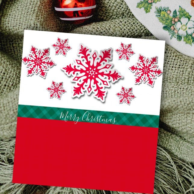 Bloc-note Joyeux Snowflakes de Noël et ruban vert plaqué (Créateur téléchargé)