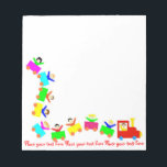 Bloc-note Joyeux Train pour enfants<br><div class="desc">Train plein d'enfants heureux. Grand espace de copie. Parfait comme carte de voeux ou invitation aux fêtes et anniversaires. Le bonheur,  l'amitié,  le concept de joie.</div>