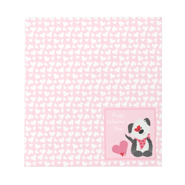 Bloc-note Joyeux Valentines Jour Coeurs de chiot rose (Devant)