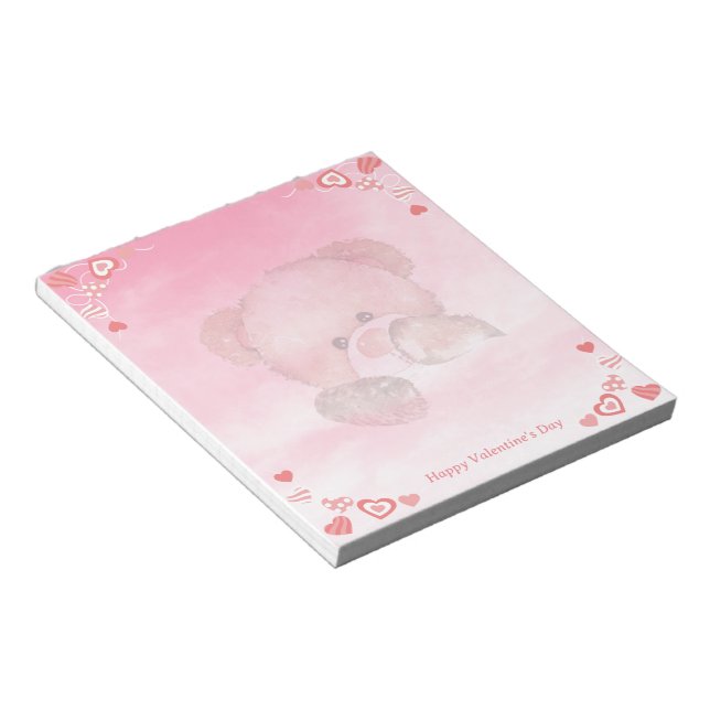 Bloc-note Joyeux Valentines mignonne Ours Teddy (Incliné)