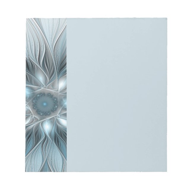 Bloc-note Joyful Flower Abstract Blue Gray Floral Fractal (Devant)
