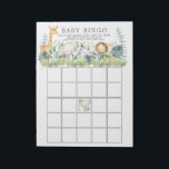 Bloc-note Jungle Animaux Baby shower Bingo Jeu<br><div class="desc">Baby shower jeu de bingo pavé déchiré avec d'adorables animaux de la jungle,  y compris un éléphant,  lion,  girafe & rhino.</div>