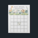 Bloc-note Jungle Animaux Baby shower Bingo Jeu<br><div class="desc">Baby shower jeu de bingo pavé déchiré avec d'adorables animaux de la jungle,  y compris un éléphant,  lion,  girafe & rhino.</div>