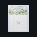 Bloc-note Jungle Animaux Garçons Baby shower Bingo Jeu<br><div class="desc">jeu de baby shower bingo pavé déchiré avec d'adorables animaux de la jungle,  y compris un éléphant,  lion,  girafe & rhino avec un arrière - plan bleu clair.</div>