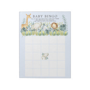 Bloc-note Jungle Animaux Garçons Baby shower Bingo Jeu
