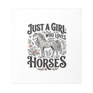 Bloc-note Juste une fille qui aime les chevaux dessin floral
