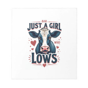 Bloc-note Juste une fille qui aime les vaches Vintage néon A
