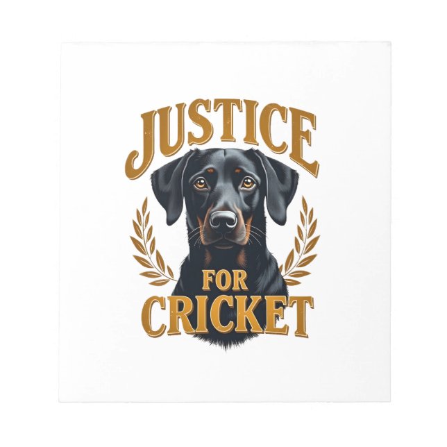 Bloc-note Justice pour Cricket Typographie Mémorial de Chien (Devant)