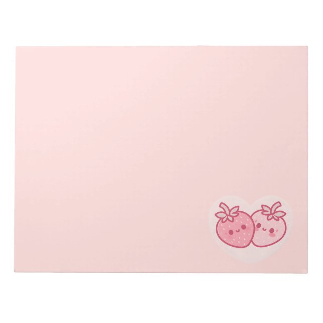 Bloc-note Kawaii Valentines roses Fraises (Devant)