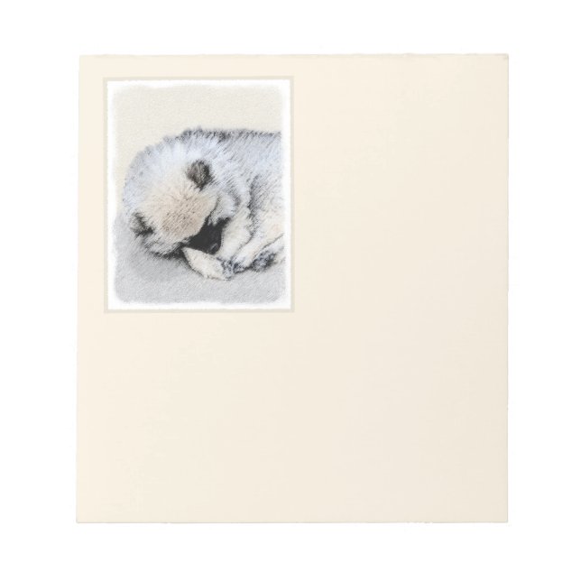 Bloc-note Keeshond Sleeping Puppy Peinture Chien Art origina (Devant)