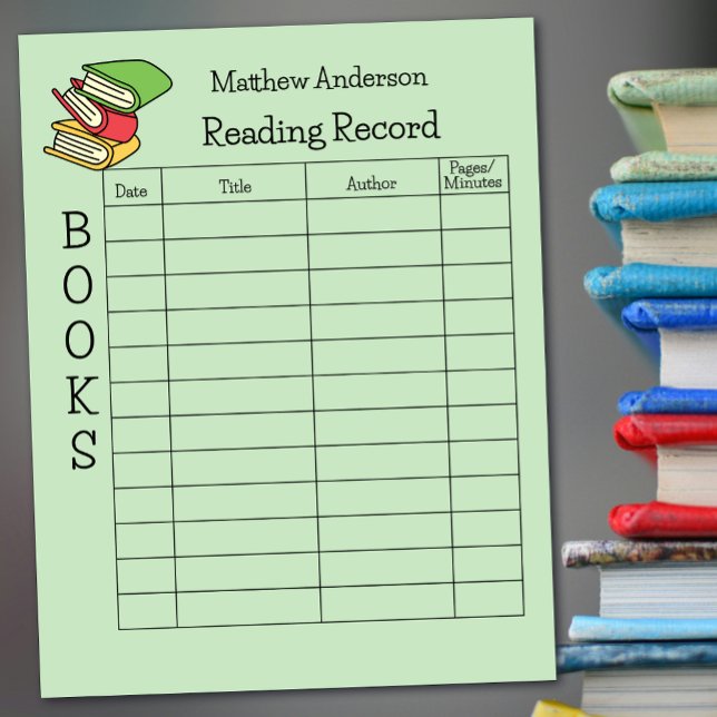 Bloc-note Kids Reading Record Homeschool Reading Books (Créateur téléchargé)