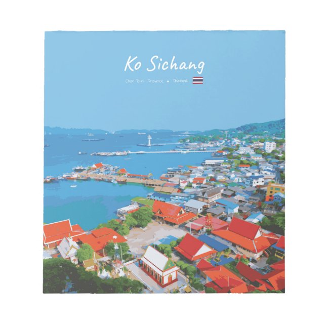 Bloc-note Ko Sichang, Thaïlande - Vue animée du port (Devant)