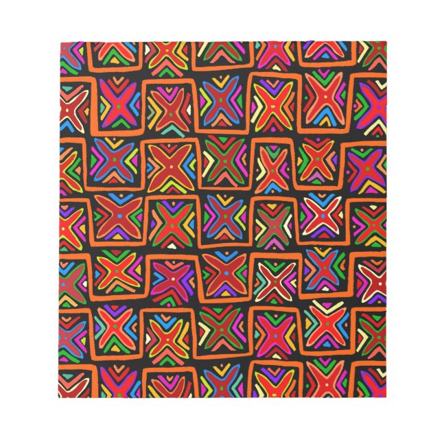 Bloc-note Kuna Indian Mola Tribal Checks - Rouge (Devant)