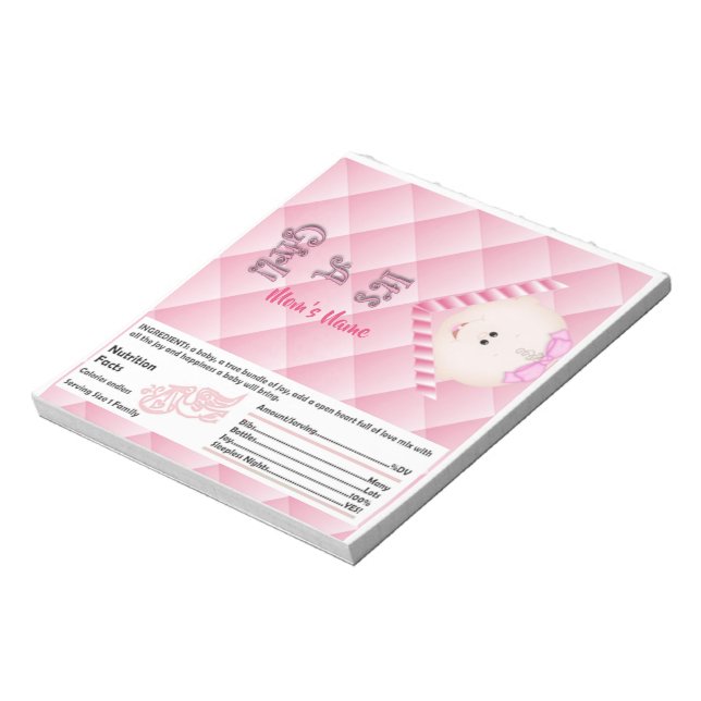 Bloc-note La fête du Baby shower rose Candy Bar Wrapper Part (Tourné)