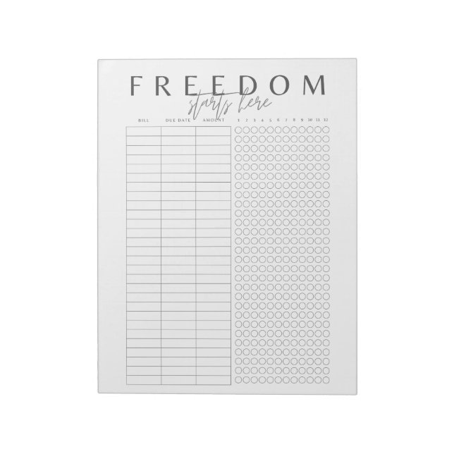 Bloc-note La liberté commence ici | Simple Élégant Minimalis (Tourné)