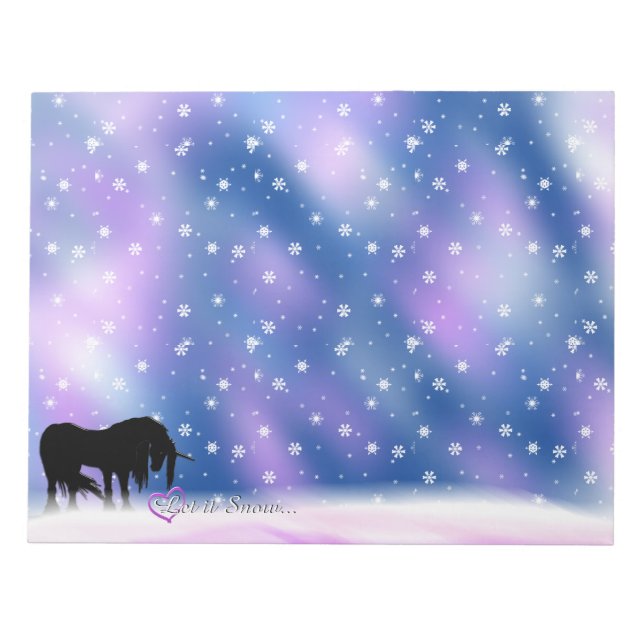 Bloc-note La licorne noire mystique (Qu'Elle Neige) (Devant)