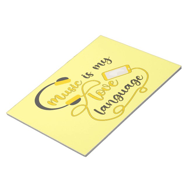 Bloc-note La musique est ma langue d'amour phrase romantique (Incliné)