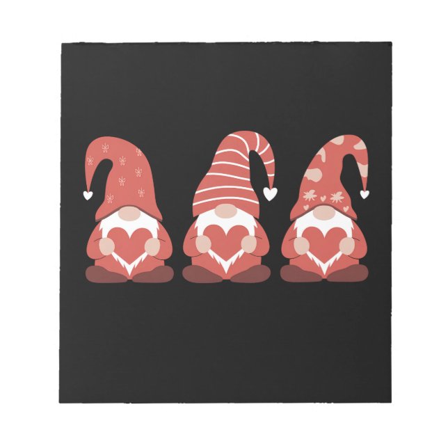 Bloc-note La Saint-Valentin Trois Gnomes Mignons Tenant un C (Devant)