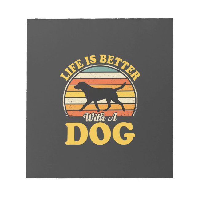 Bloc-note La vie est meilleure avec un chien rétro (Devant)