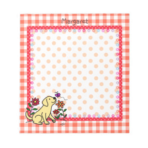 Bloc-note Labrador jaune personnalisé et vert