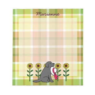 Bloc-note Labrador noir personnalisé avec tournesol