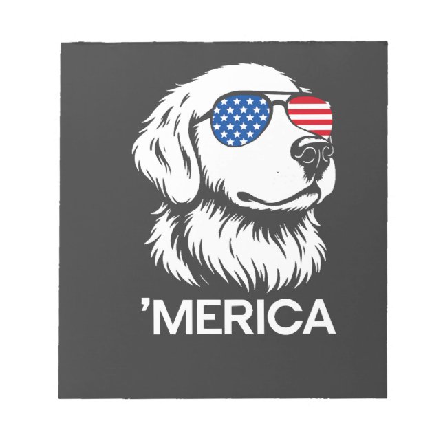Bloc-note Labrador patriotique Drapeau américain Quatre juil (Devant)