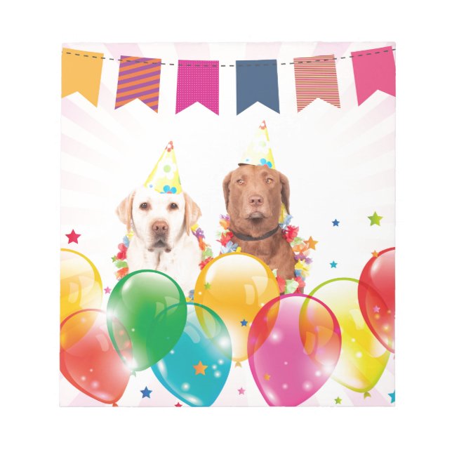 Bloc-note Labrador Retriever Dog Balloons Anniversaire (Devant)