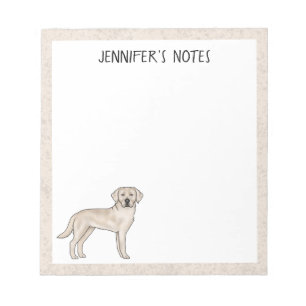 Bloc-note Labrador Retriever Lab couleur crème avec nom pers