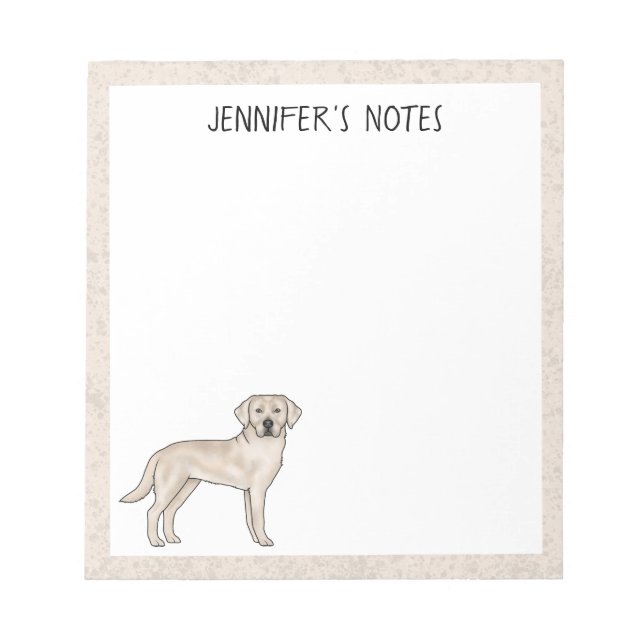 Bloc-note Labrador Retriever Lab couleur crème avec nom pers (Devant)