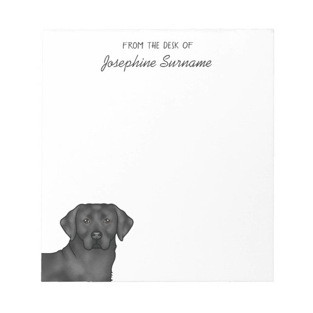 Bloc-note Labrador Retriever Lab noir Personnalisé Nom (Devant)