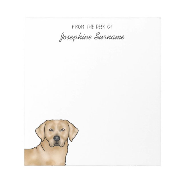 Bloc-note Labrador Retriever Labrador Jaune Nom Personnalisé (Devant)