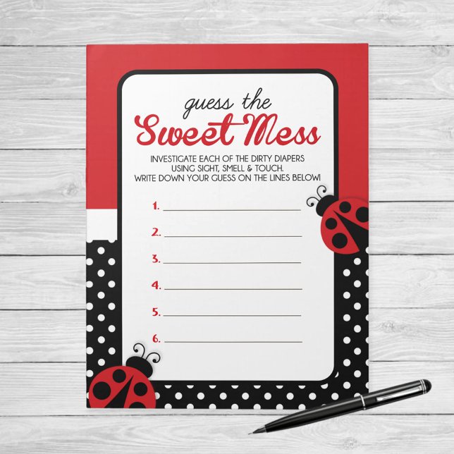 Bloc-note Ladybug Devine La Réponse Du Jeu De Mess Sweet (Ladybug Guess the Sweet Mess Baby Shower Game)