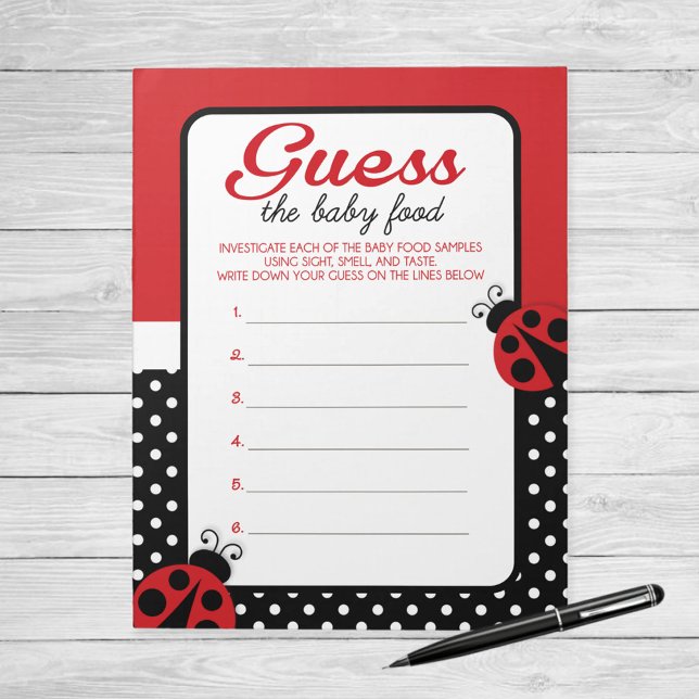 Bloc-note Ladybug Guess The Baby Food Game AnswPack (Ladybug Guess The Baby Food Baby Shower Game)