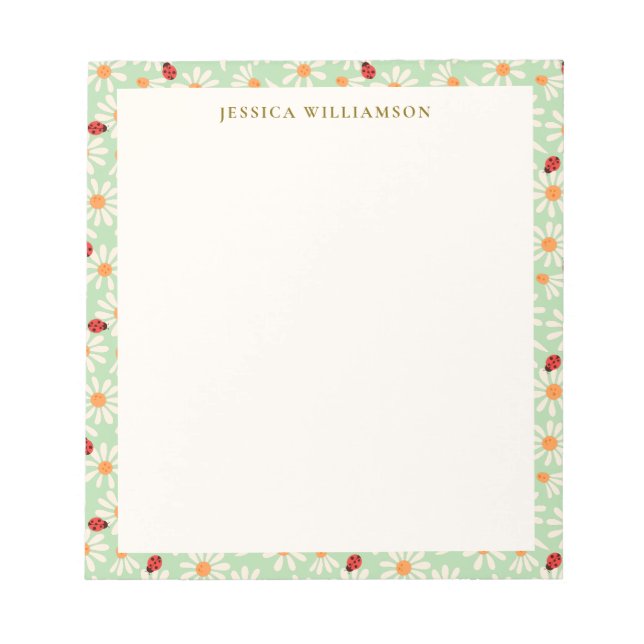 Bloc-note Ladybugs and Daisies Personalized Name (Devant)