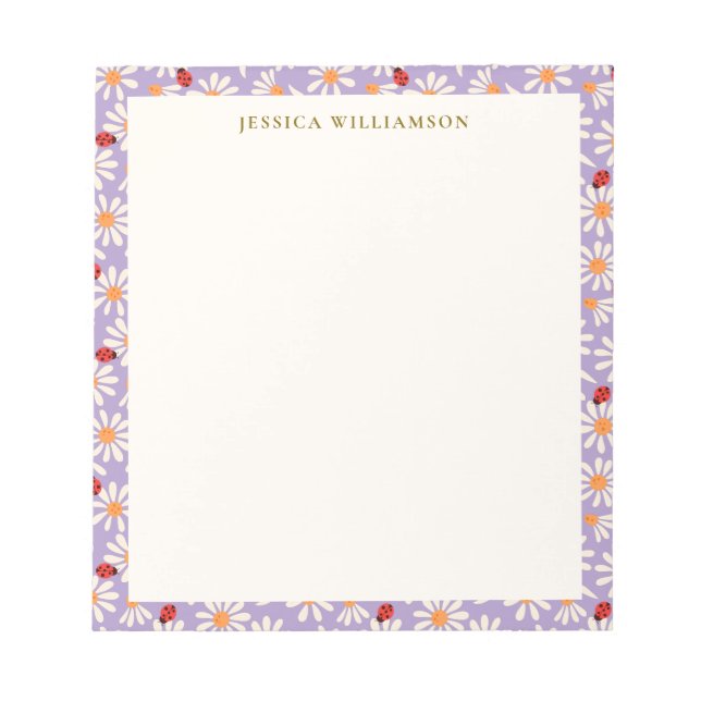 Bloc-note Ladybugs and Daisies Personalized Name (Devant)