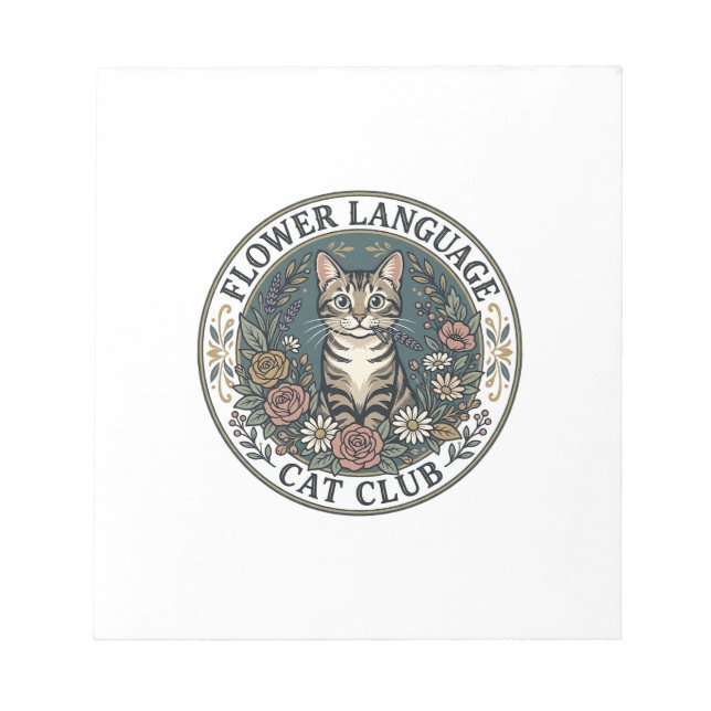 Bloc-note Langage Fleur Chat Chat Tee Graphique Art - Fleur  (Devant)